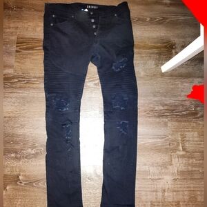 H&M Divided Button-fly Ripped Black Skinny Jeans size 34 Mens
